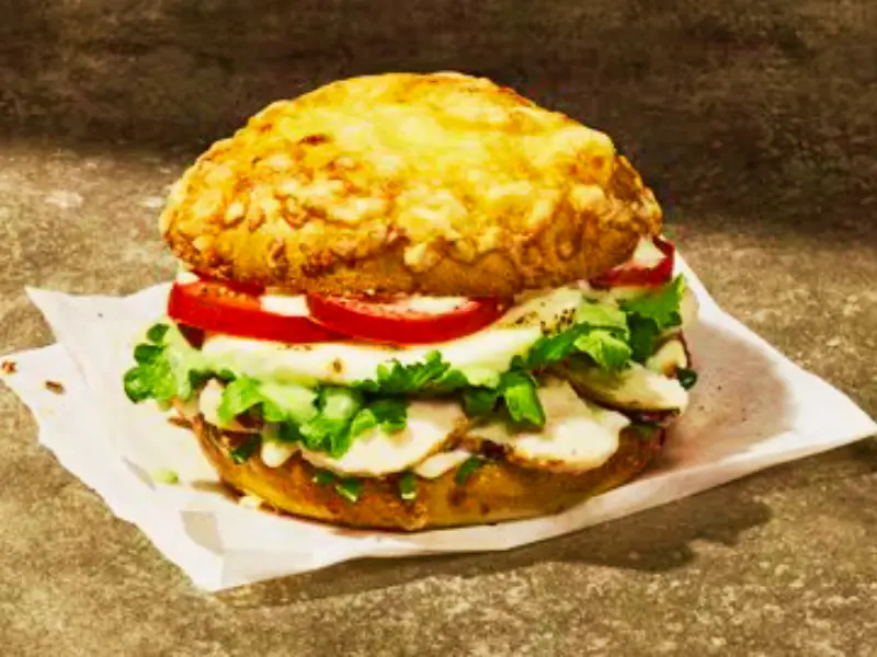 Panera Bread menu item: Chicken Roma Asiago Bagel Stack