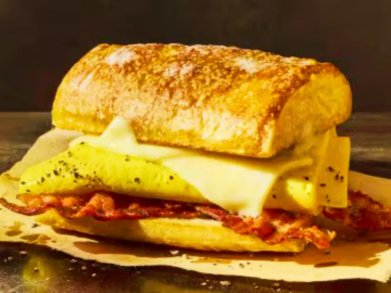 Panera Bread menu item: Ciabatta Bacon, Egg & Cheese Sandwich